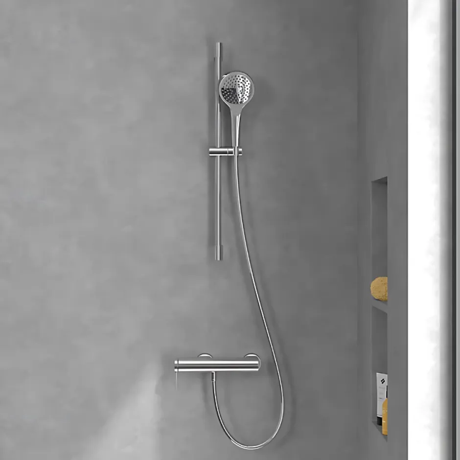 Villeroy & Boch Mitigeur mécanique douche VILLEROY ET BOCH Loop & Friends Chrome + Ensemble de douche VILLEROY ET BOCH Verve Showers 3 jets Chrome* Colonne De Douche Mécanique