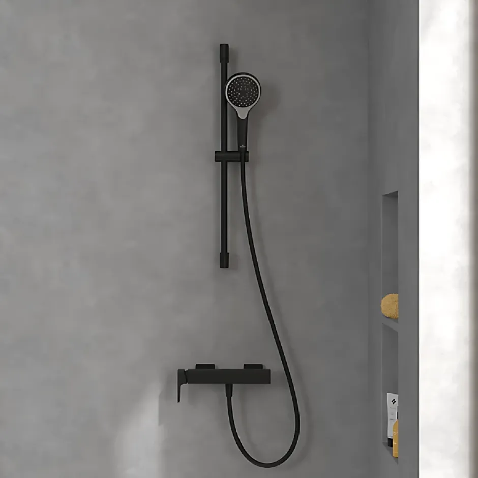 Villeroy & Boch Mitigeur mécanique douche VILLEROY ET BOCH Subway 3.0 Chrome + Ensemble de douche VILLEROY ET BOCH Verve Showers 3 jets Noir mat