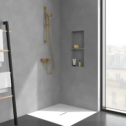 Villeroy & Boch Mitigeur mécanique douche VILLEROY ET BOCH Architectura Square + Ensemble de douche Verve Showers 3 jets Or brossé