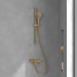 Villeroy & Boch Mitigeur mécanique douche VILLEROY ET BOCH Architectura Square + Ensemble de douche Verve Showers 3 jets Or brossé