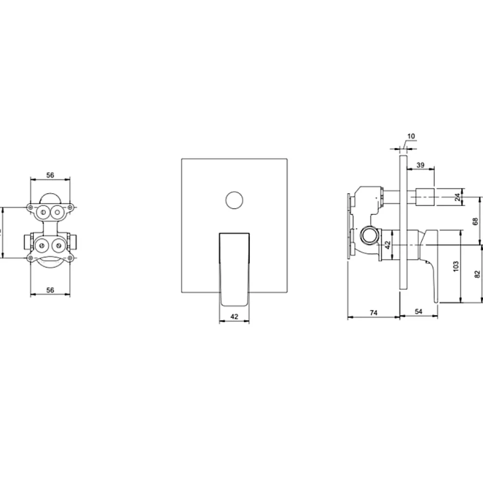 Villeroy & Boch Mitigeur mécanique encastré avec inverseur VILLEROY ET BOCH Architectura Square Noir mat