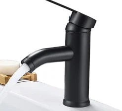 Deko Mitigeur monocommande noir avec mitigeur eau chaude et eau froide pour salle de bain et cuisine