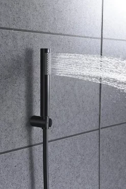 Imex Products Mitigeur monocommande noir mat en laiton et zamac avec douchette et flexible PVC 180 cm