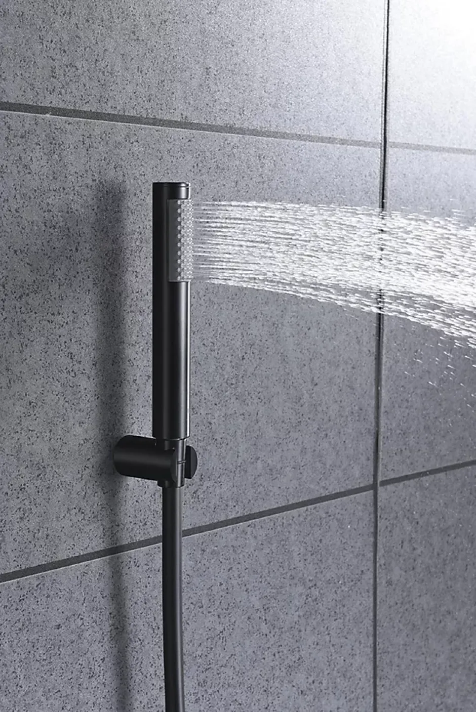 Imex Products Mitigeur monocommande noir mat en laiton et zamac avec douchette et flexible PVC 180 cm