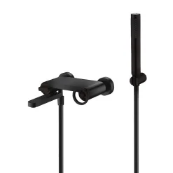 Imex Products Mitigeur monocommande noir mat en laiton et zamac avec douchette et flexible PVC 180 cm