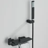 Signature Mitigeur mural bain-douche en laiton noir mat avec douchette, moderne, chaud/froid, 26 cm