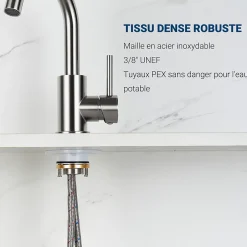 AICA Sanitaire Mitigeur pivotant 360, argent, acier inoxydable, eau chaude/froide, facile à installer, lavabo, petite cuisine, bain/cuisine* Robinet Lavabo Et Vasque