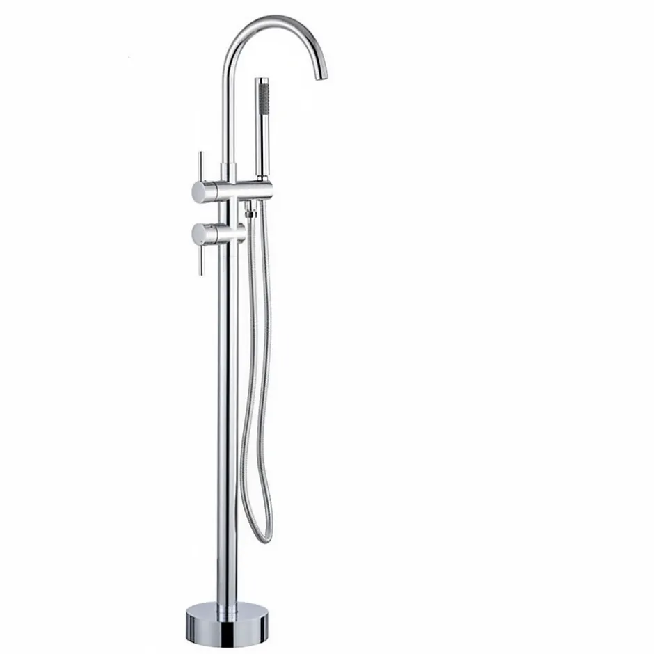 Signature Mitigeur pour baignoire îlot Chrome Bec cascade, douchette, laiton massif* Robinet De Baignoire
