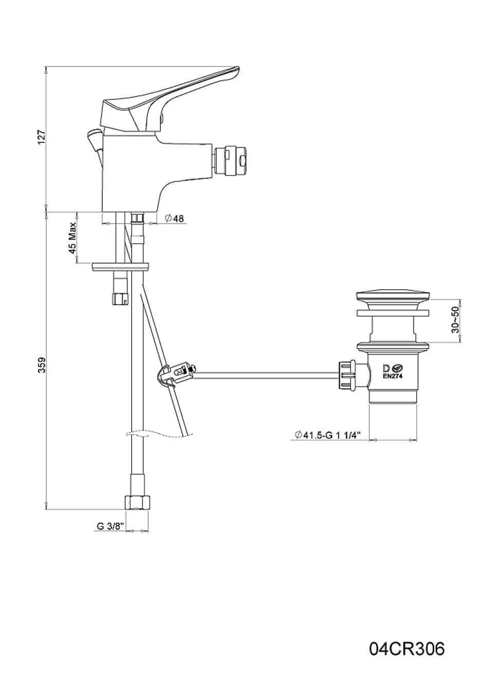 Kiamami Valentina Mitigeur Pour Bidet Avec Vidange - Space