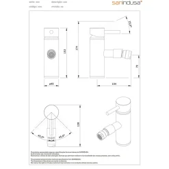 Sanindusa Mitigeur pour bidet bec contemporain mousseur Éco Tube chromé livré avec 2 flexibles* Robinet De Bidet