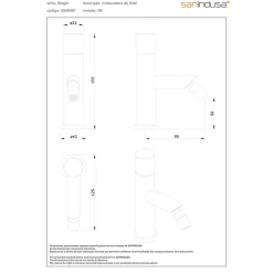 Sanindusa Mitigeur pour bidet bec contemporain mousseur orientable Single chromé livré avec 2 flexibles* Robinet De Bidet