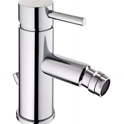 Sanindusa Mitigeur pour bidet bec contemporain mousseur Éco orientable Éco Tube chromé livré avec 2 flexibles et vidage à tirette* Robinet De Bidet