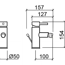 Sanindusa Mitigeur pour bidet bec contemporain mousseur Éco orientable Éco Tube chromé livré avec 2 flexibles et vidage à tirette* Robinet De Bidet