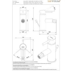 Sanindusa Mitigeur pour bidet bec contemporain mousseur Éco orientable Éco Tube chromé livré avec 2 flexibles et vidage à tirette* Robinet De Bidet