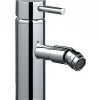 Sanindusa Mitigeur pour bidet bec contemporain Tube chromé livré avec 2 flexibles