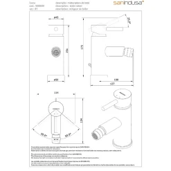 Sanindusa Mitigeur pour bidet mousseur orientable Icone chromé livré avec fixation 2 flexibles