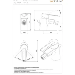 Sanindusa Mitigeur pour bidet mousseur orientable Alfa Start chromé livré avec 2 flexibles et son vidage à tirette