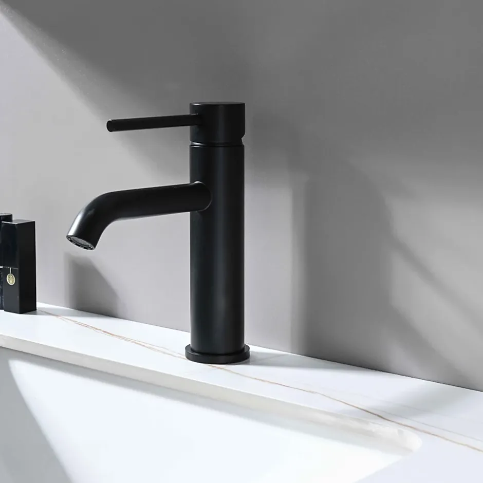 Luxury Bain Mitigeur, robinet de lavabo pour salle de bain rond design et moderne (Noir) LuxuryBain