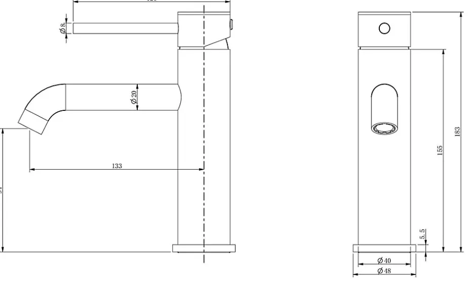 Luxury Bain Mitigeur, robinet de lavabo pour salle de bain rond design et moderne (Noir) LuxuryBain