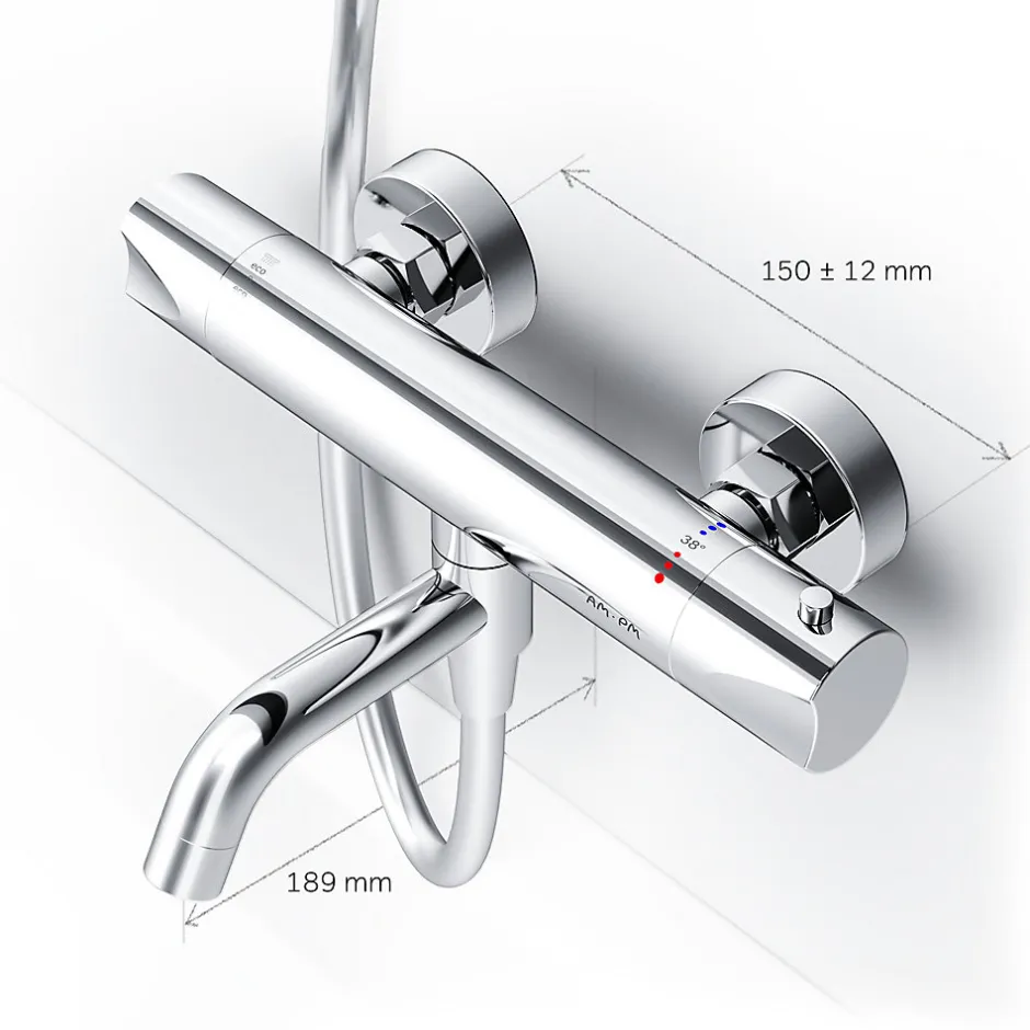 Am.Pm Europe Mitigeur thermostatique bain/douche Robinet salle de bain, Chromé FTA50000 Hit AM.PM* Robinet De Baignoire