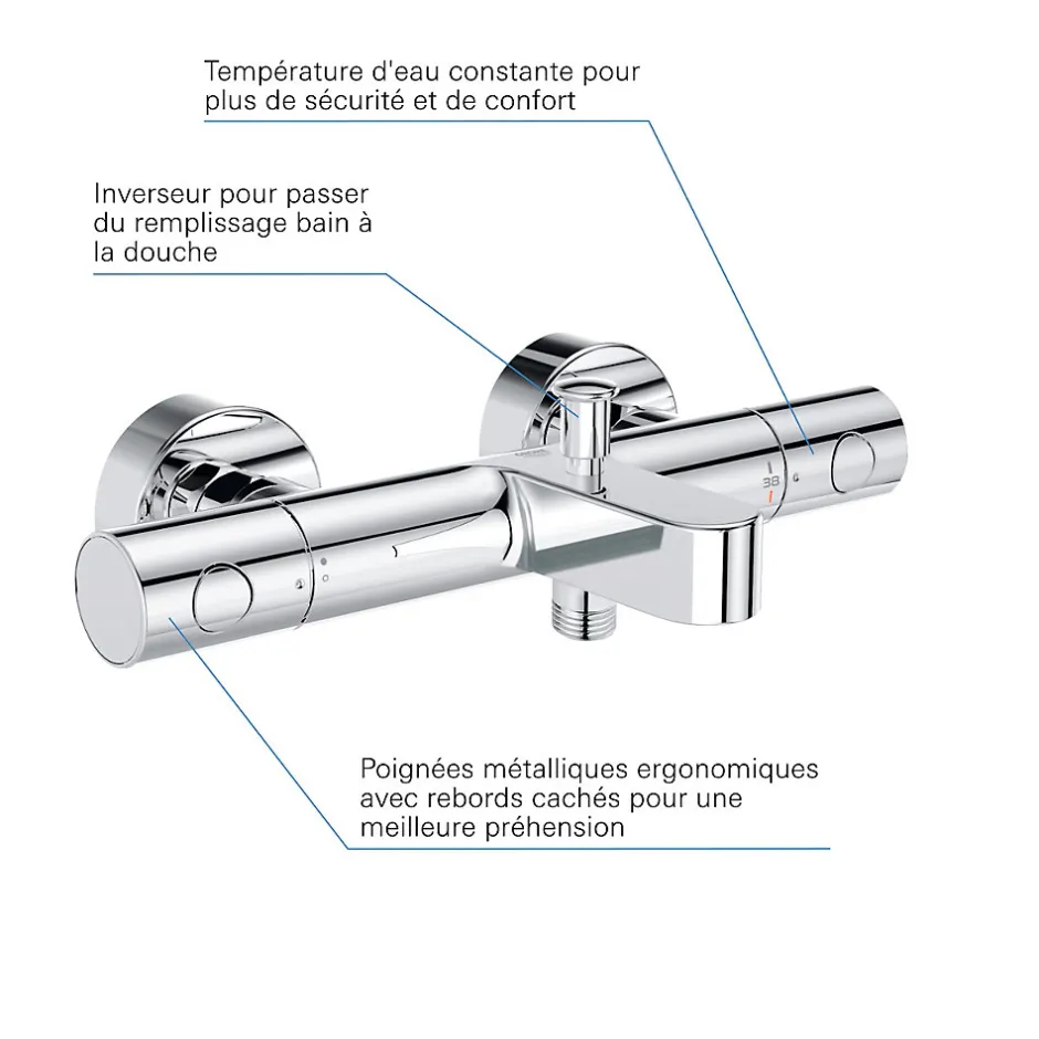 Grohe Mitigeur thermostatique Bain / Douche 1/2 Precision Get* Robinet De Douche