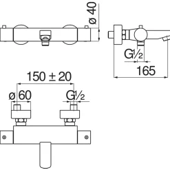 Nobili Mitigeur thermostatique bain-douche TAGO - Chromé