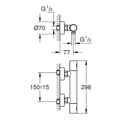 Grohe Mitigeur thermostatique douche Grohtherm 800 chromé avec filtres intégrés