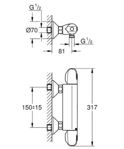 Grohe Mitigeur thermostatique douche GROHTHERM 1000 - C3 NOUVEAU - Chromé