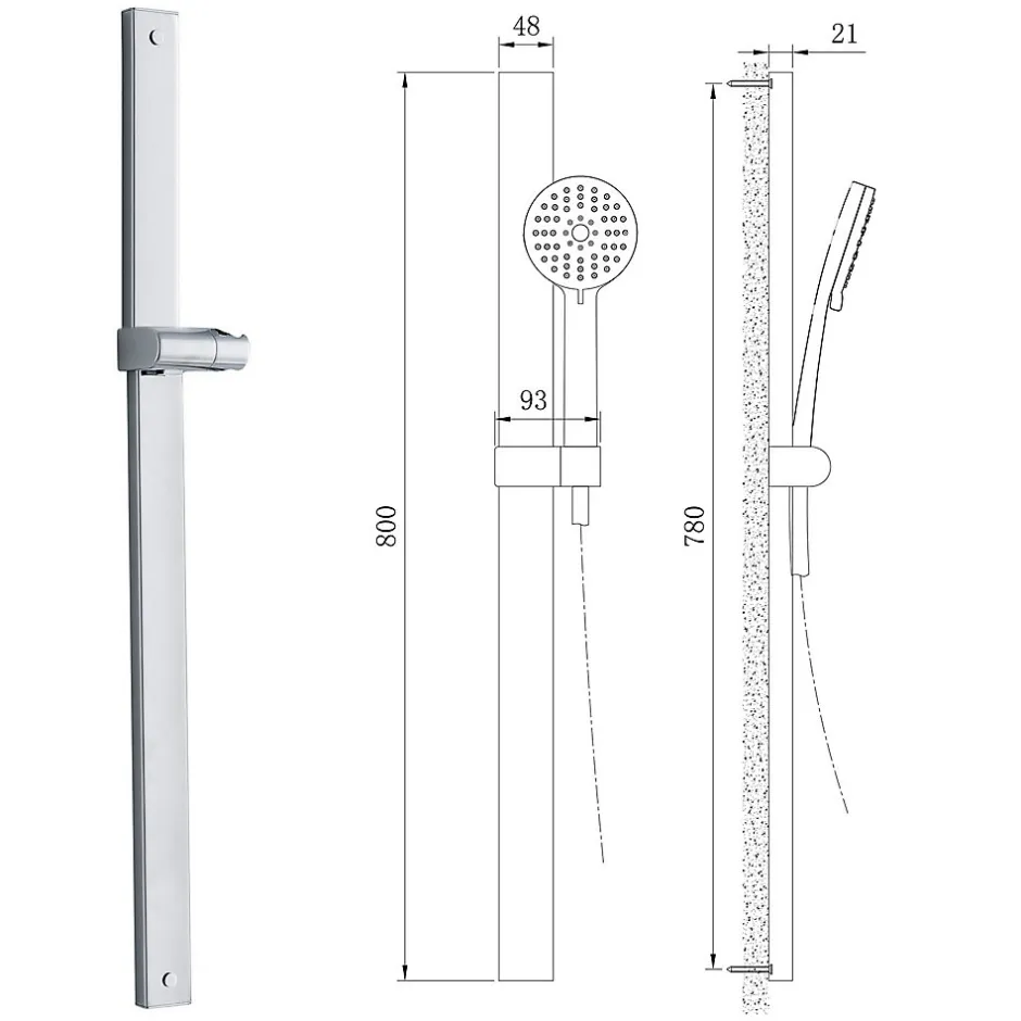Bernstein Mitigeur thermostatique douche 4021 - Sans flexible, Sans barre, Sans douchette