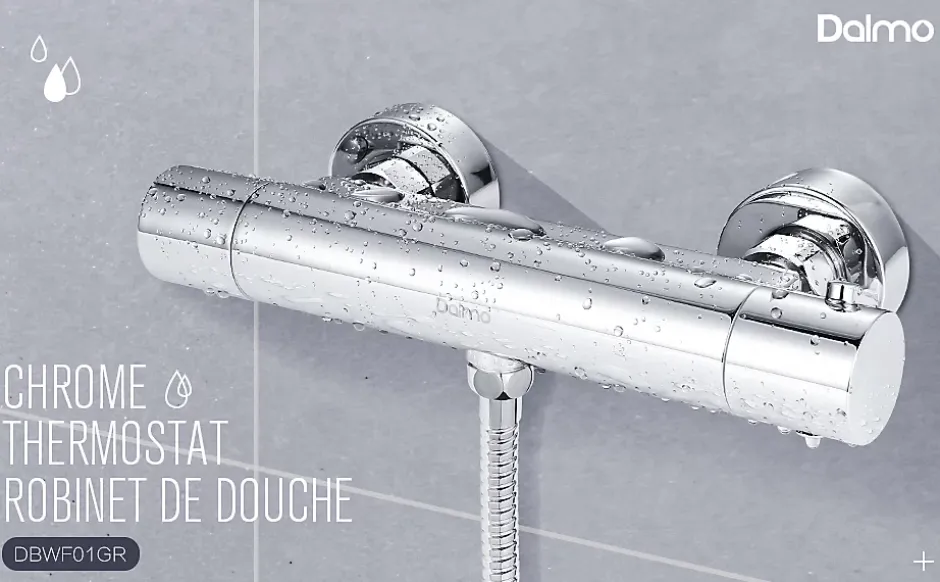 Todot Mitigeur Thermostatique Douche en Laiton Massif Chromé Mural avec Bouton de Sécurité