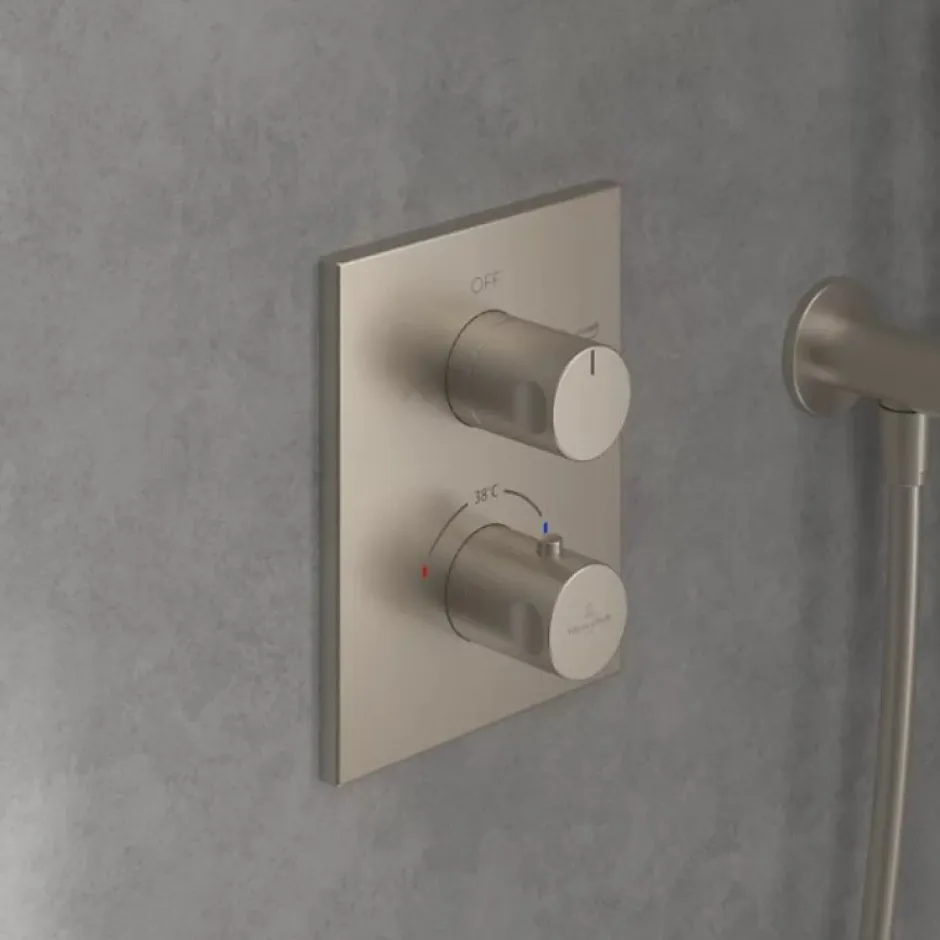 Villeroy & Boch Mitigeur thermostatique encastré 2 voies VILLEROY ET BOCH Universal rectangle Brushed Nickel Matt