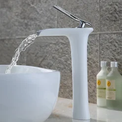 Kroos Mitigeur vasque, cascade Blanc et Chromé* Robinet Lave-Mains