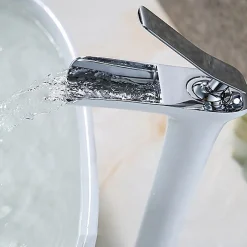 Kroos Mitigeur vasque, cascade Blanc et Chromé* Robinet Lave-Mains