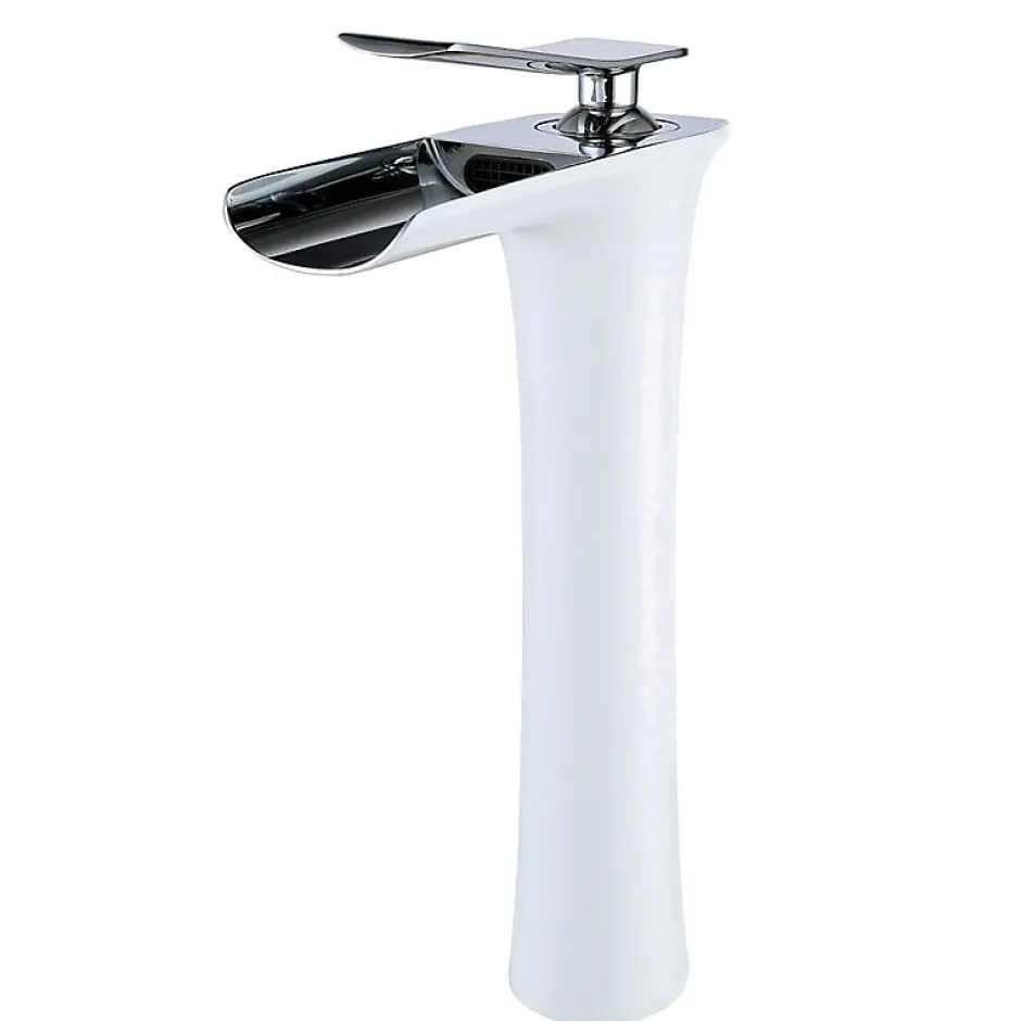 Kroos Mitigeur vasque, cascade Blanc et Chromé* Robinet Lave-Mains