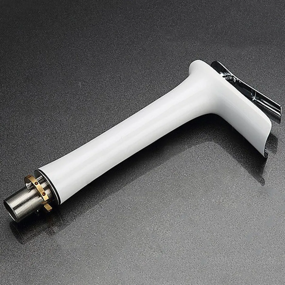 Kroos Mitigeur vasque, cascade Blanc et Chromé* Robinet Lave-Mains