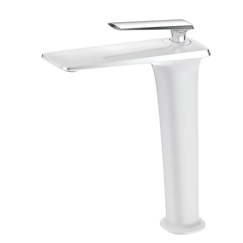 Kroos Mitigeur vasque haut Blanc & Chromé - Brittia