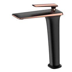 Kroos Mitigeur vasque haut Noir & Or rose - Brittia* Robinet Lave-Mains