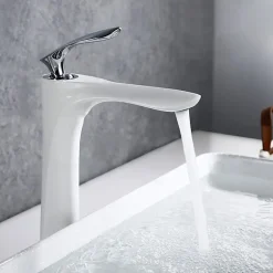 Kroos Mitigeur vasque laiton Blanc et Chromé - Canopus* Robinet Lave-Mains