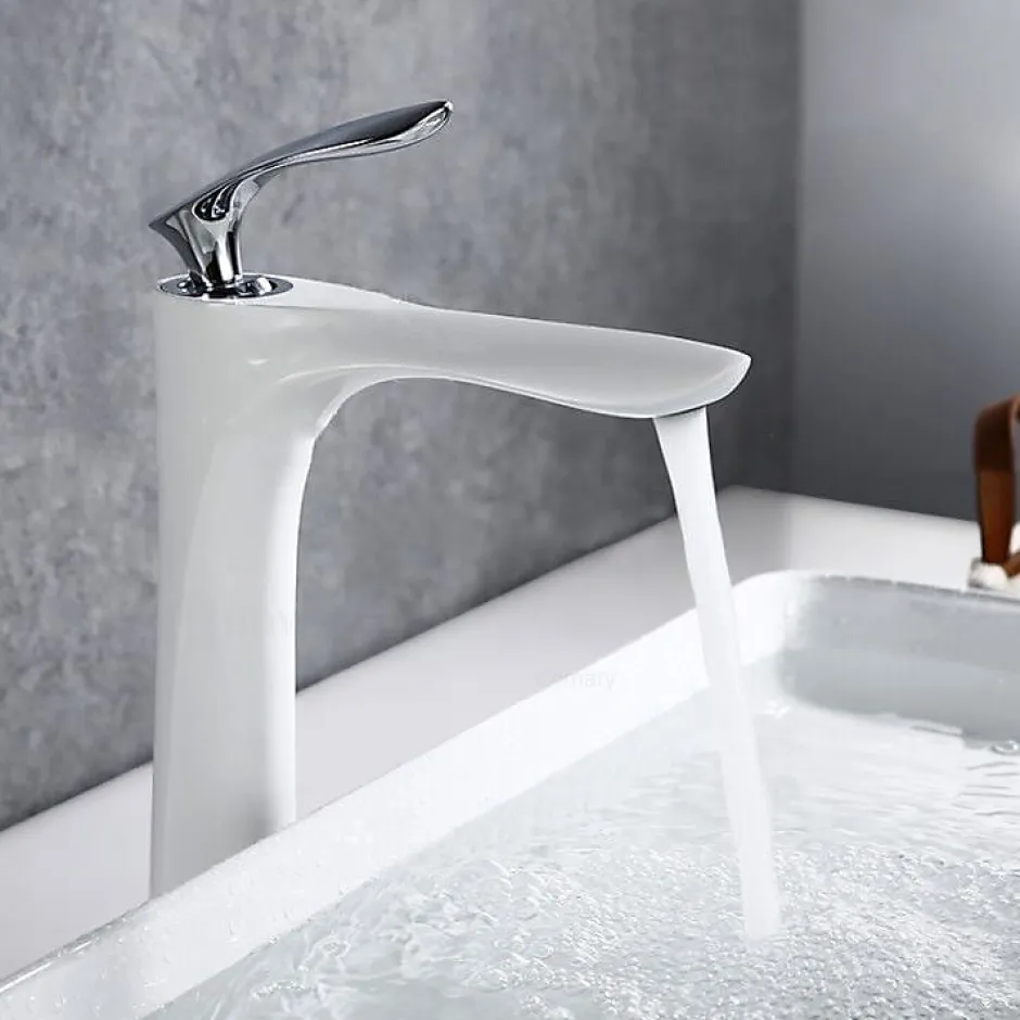 Kroos Mitigeur vasque laiton Blanc et Chromé - Canopus* Robinet Lave-Mains