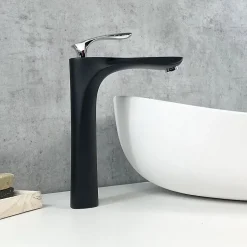 Kroos Mitigeur vasque laiton Noir et Chromé - Canopus* Robinet Lave-Mains