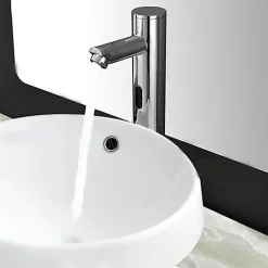 Kroos Mitigeur vasque moderne à capteur automatique Chromé - eau froide - Pula* Robinet Lave-Mains