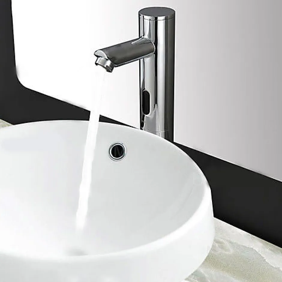 Kroos Mitigeur vasque moderne à capteur automatique Chromé - eau froide - Pula* Robinet Lave-Mains