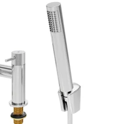 GoodHome Mélangeur bain douche + douchette et flexible, chrome, Owens