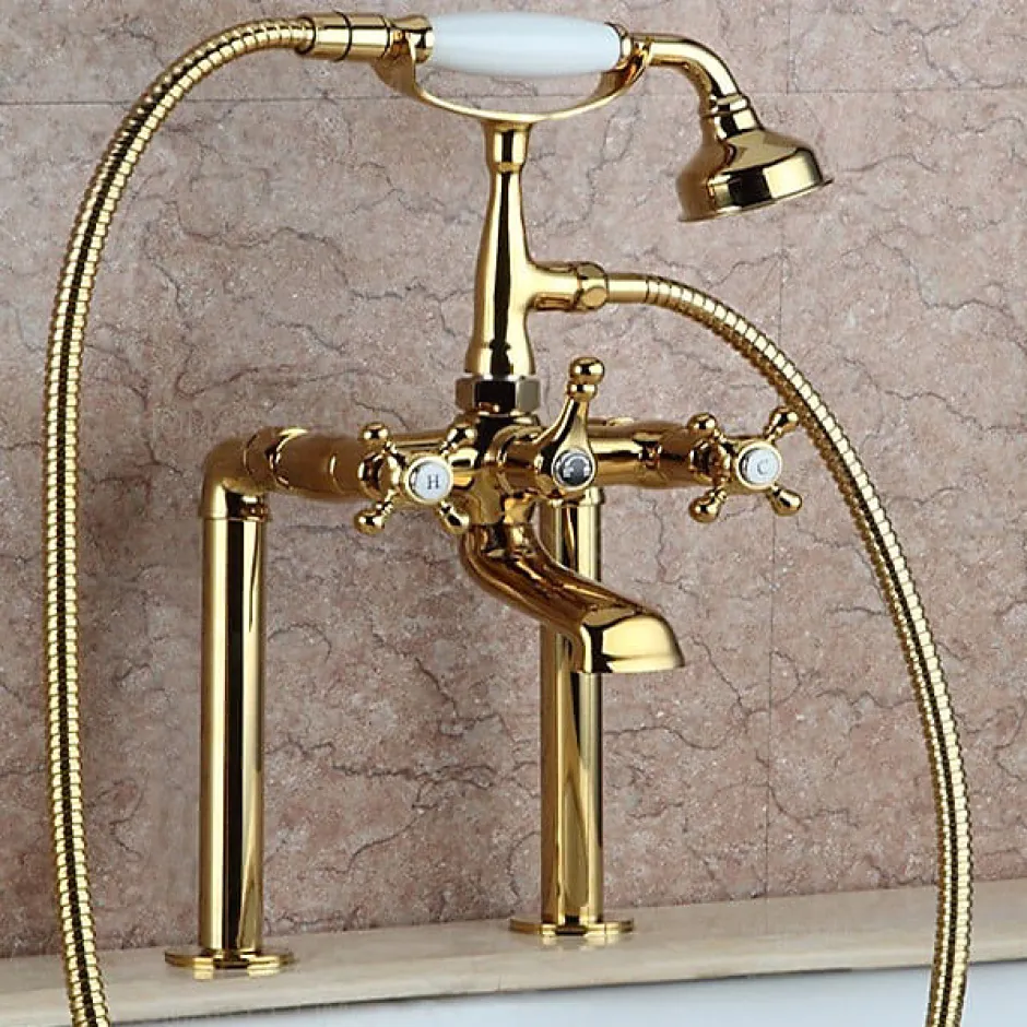 Kroos Mélangeur de baignoire sur plage avec colonnettes Doré - Maddalena* Robinet De Baignoire