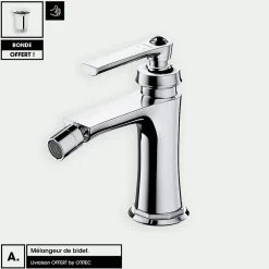 Otitec Mélangeur de bidet avec Bonde OFFERT - ARMANCE - Chrome