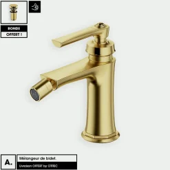 Otitec Mélangeur de bidet avec Bonde OFFERT - ARMANCE - Laiton Brossé* Robinet De Bidet