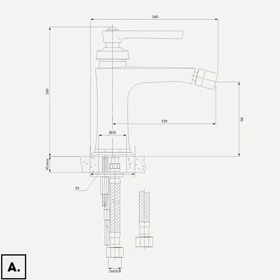 Otitec Mélangeur de bidet avec Bonde OFFERT - ARMANCE - Laiton Brossé* Robinet De Bidet