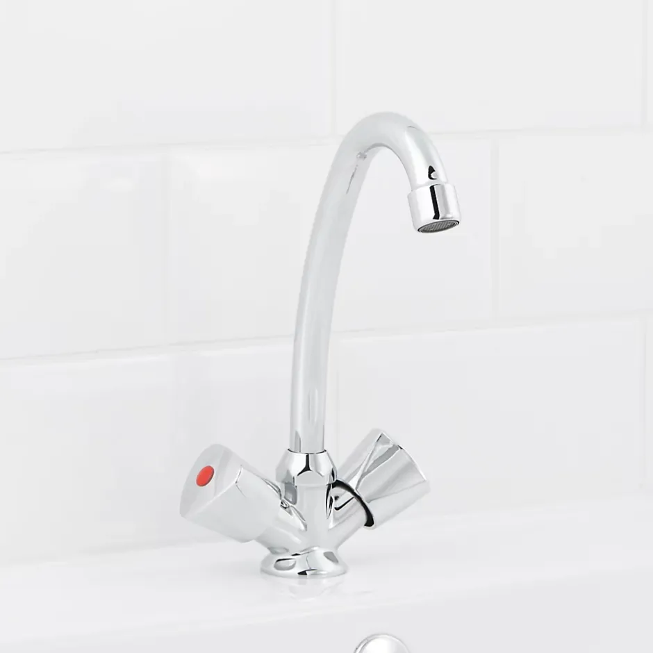 Mélangeur de lavabo avec vidage et flexibles Femelle 12/17 en laiton chromé Grenvik