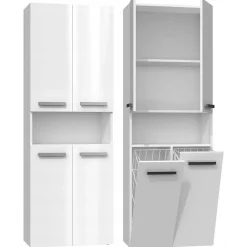 Topeshop MOBY - Armoire de salle de bain avec deux paniers - Poignées minimalistes - 174x60x30cms - Colonne de rangement