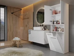 Topeshop MOBY - Armoire de salle de bain avec deux paniers - Poignées minimalistes - 174x60x30cms - Colonne de rangement